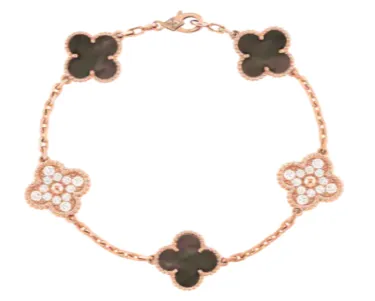 Van Cleef & Arpels Alhambra Bracelet Five Motifs with Onyx and Diamonds