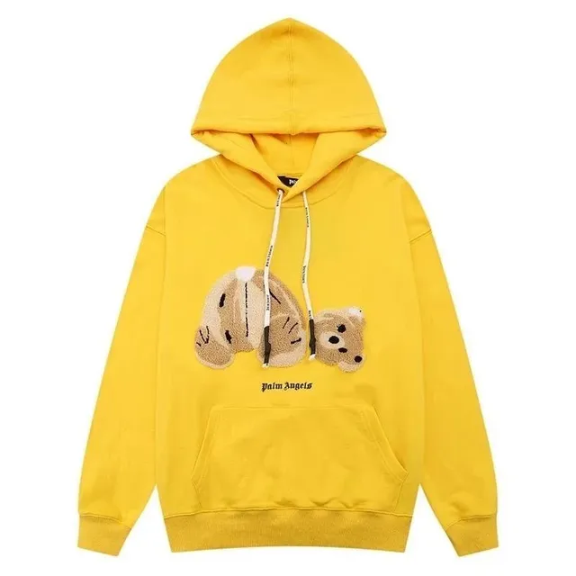 Palm Angels Teddy Bear Hoodie Fuzzy Bear Appliqué