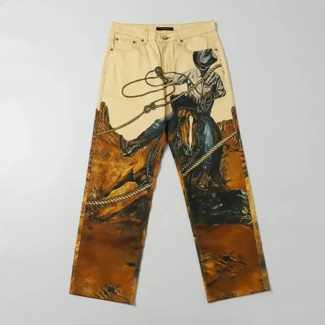 Dior Cowboy Print Jeans Rodeo Artwork