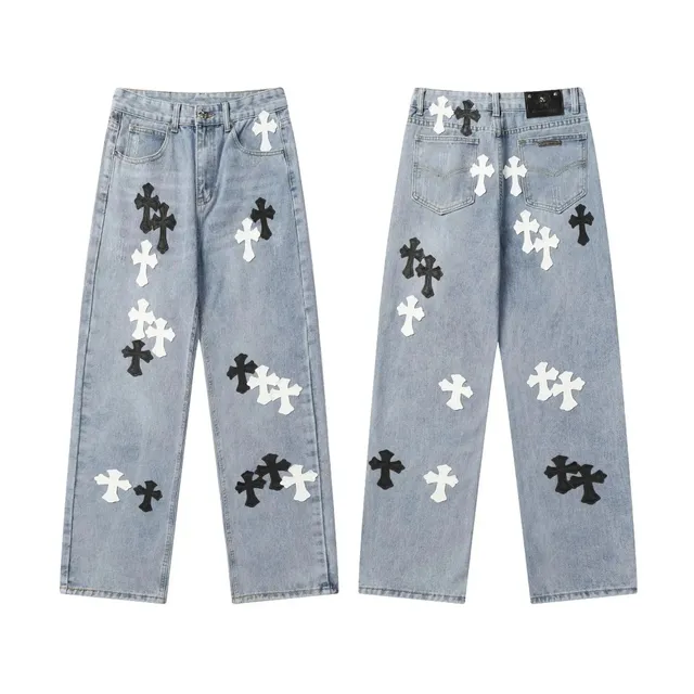 Chrome Hearts Cross Patch Jeans Multi Cross Appliqué