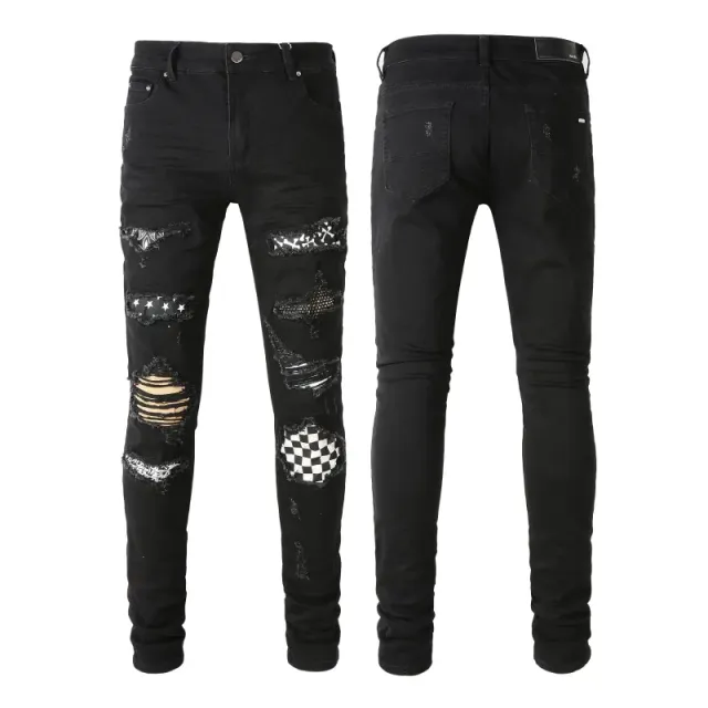 Amiri Distressed Skinny Jeans Patchwork Ripped