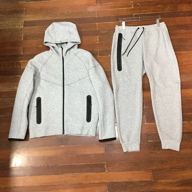 Nike Tech Fleece Hoodie and Joggers Heather Grey with Black Accents