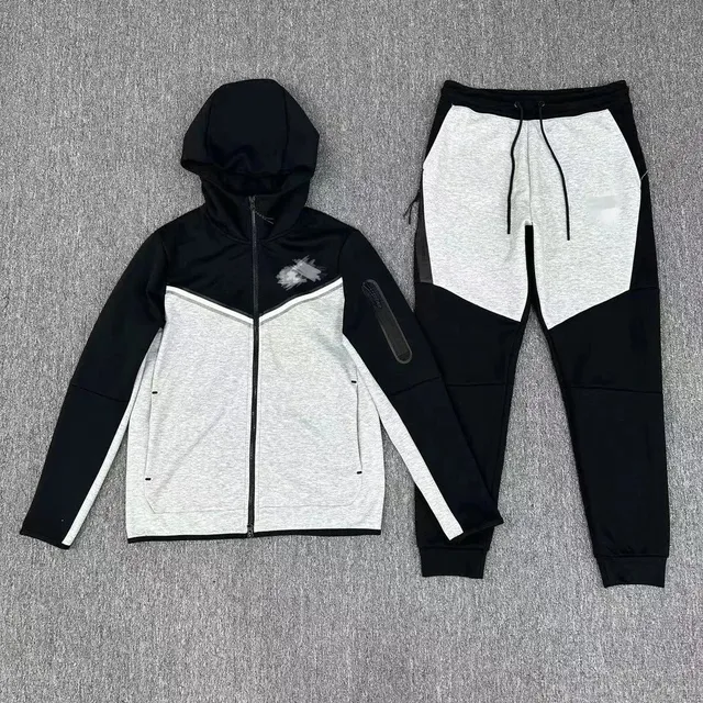 Nike Tech Fleece Hoodie and Joggers Black/Heather Grey