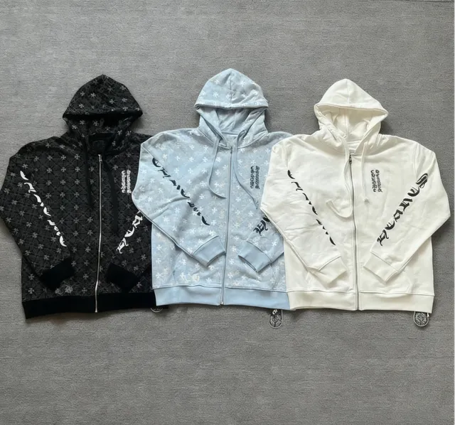 Chrome Hearts Zip-Up Hoodie Star Print with Script Sleeve