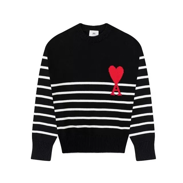 AMI Paris Knit Sweater Heart Logo Stripe
