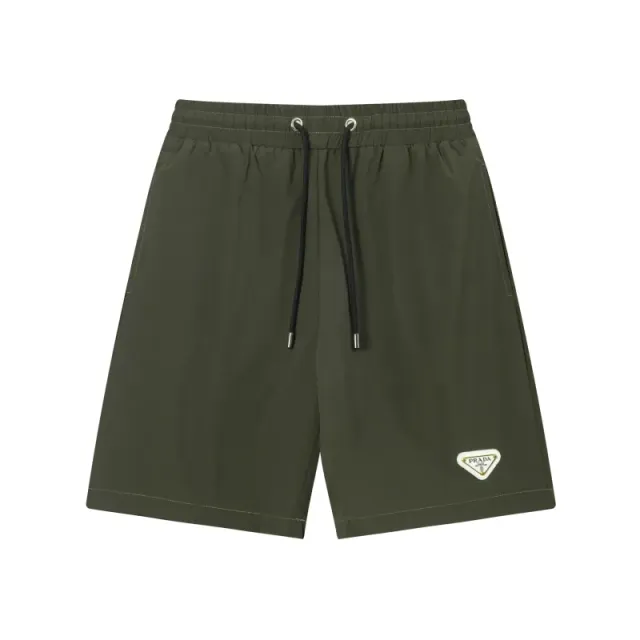 Prada Logo Patch Shorts Olive Green
