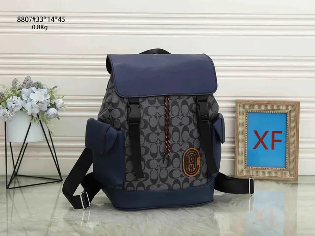 Coach Backpack Signature Canvas with Leather Trim