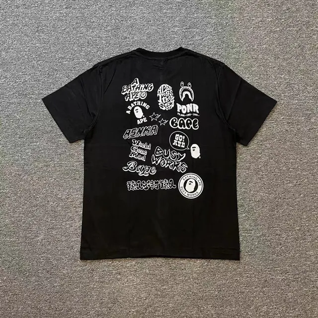 BAPE Graphic Tee Multi-Logo Print