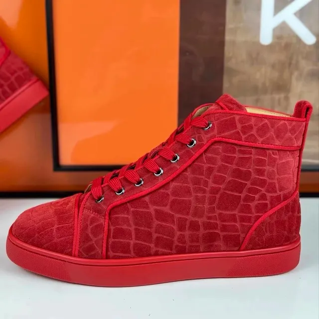 Christian Louboutin Louis Junior Crocodile-Embossed Suede