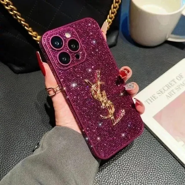 Saint Laurent Phone Case Glitter YSL Logo