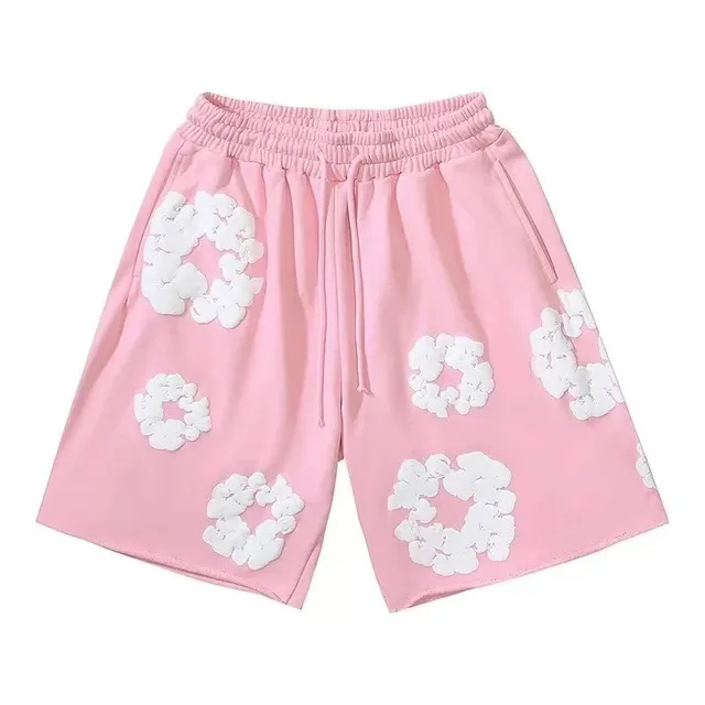 Embroidered Shorts Cloud Motif