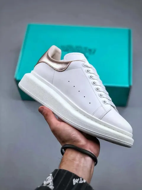 Alexander McQueen Oversized Sneaker White with Rose Gold Heel Tab