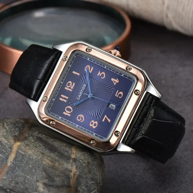Santos de Cartier Blue Dial with Rose Gold Accents
