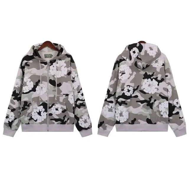 Zip-Up Hoodie Floral Camo Print