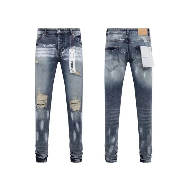Purple Brand Distressed Slim Fit Jeans Washed Destroyed