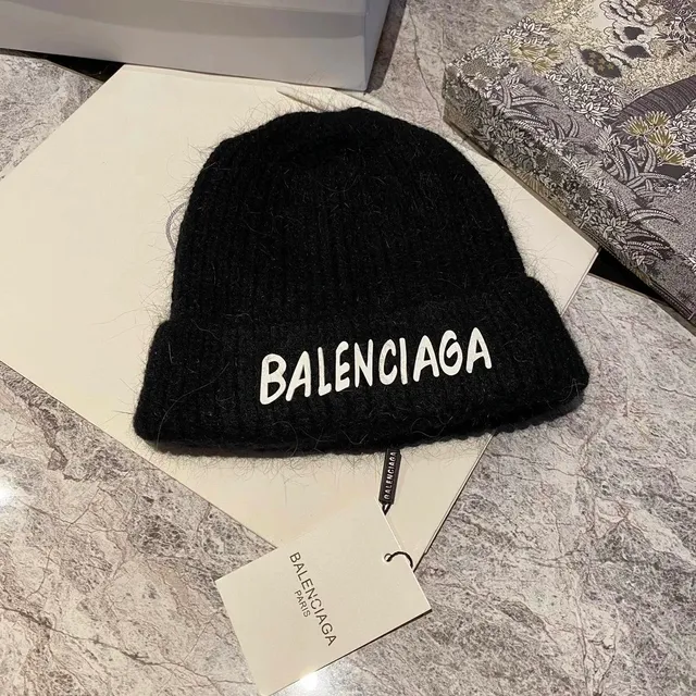 Balenciaga Knit Beanie Logo Embroidered