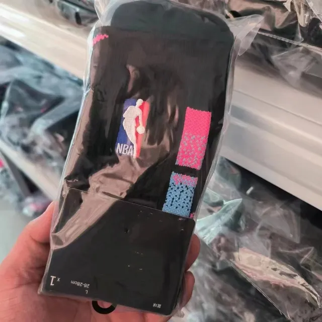 NBA Logo Socks Black with Pink and Blue Accents