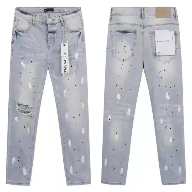 Purple Brand Distressed Jeans Splatter Paint