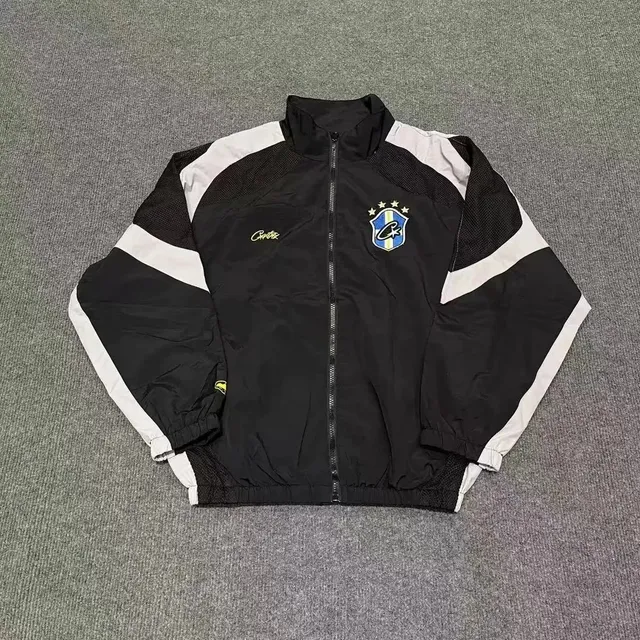 Corinthians × Umbro Track Jacket Black with White Stripes