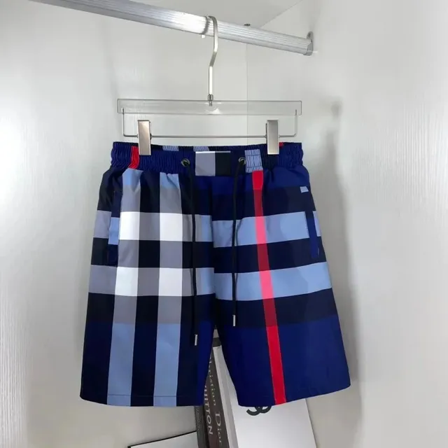 Dior Checkered Swim Shorts Classic Check with Red Stripe