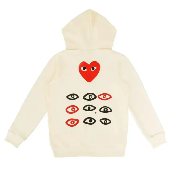 Comme des Garçons Heart Eyes Hoodie Red Heart and Eyes Print