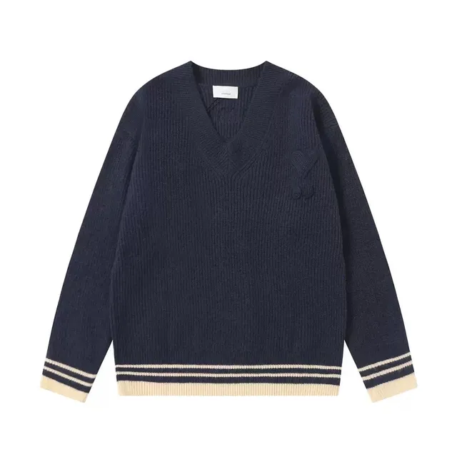 Thom Browne V-Neck Sweater Heart Embroidery