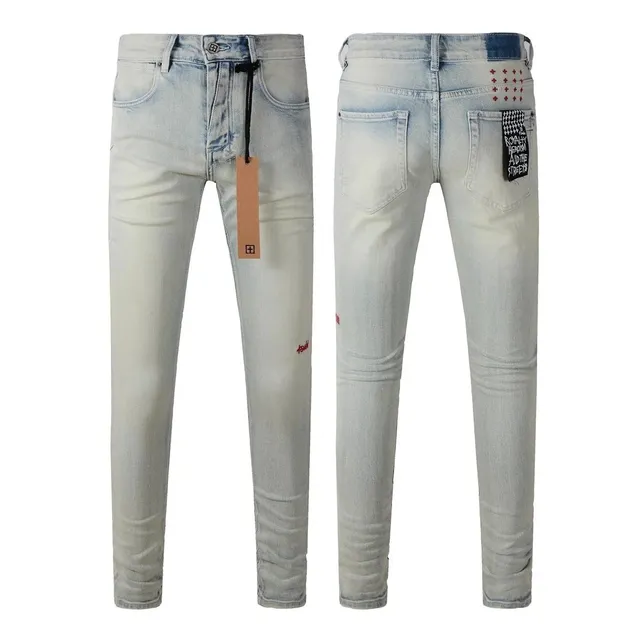 Ksubi Slim Fit Jeans Washed Light Denim with Embroidery