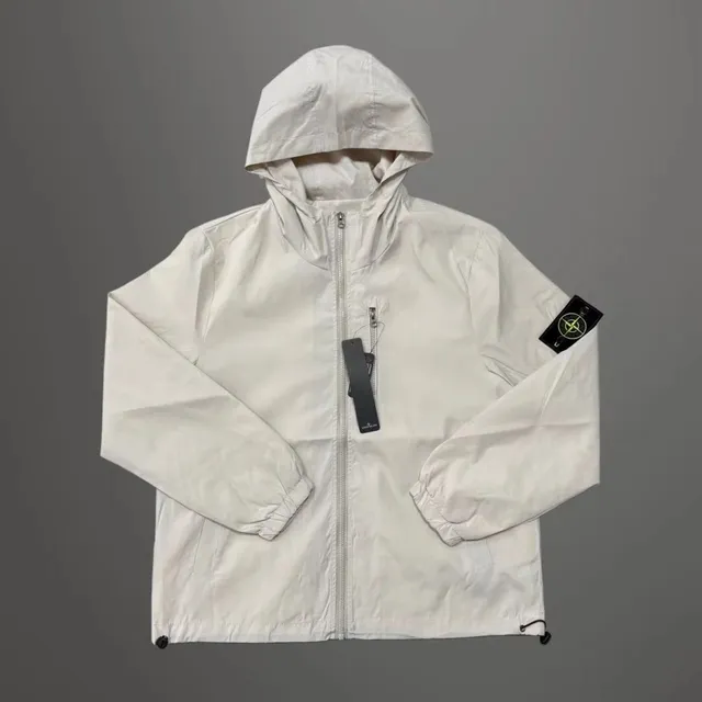 Stone Island Hooded Windbreaker Ghost White