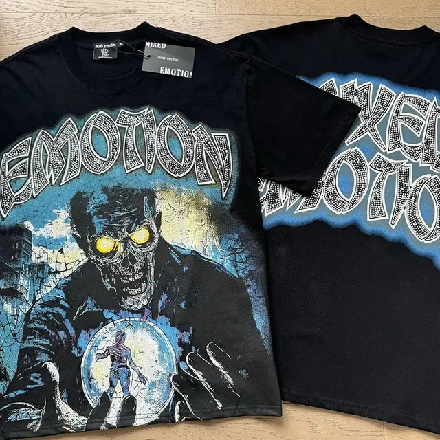 Mixed Emotion Graphic Tee Emotion Skull Print