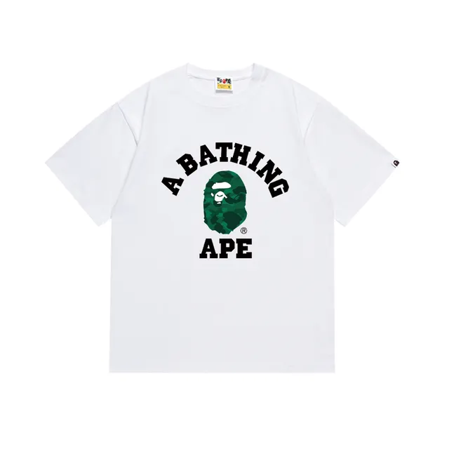 BAPE College Tee Green Camo Ape Head