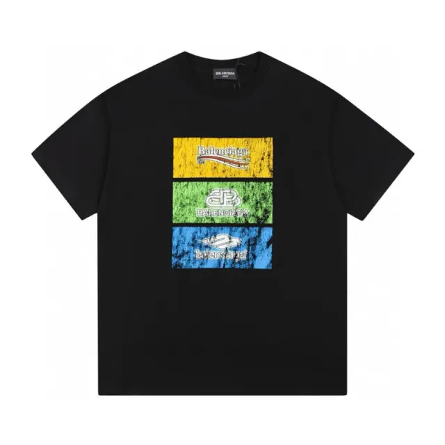 Balenciaga Graphic T-Shirt Tri-Panel Logo Print