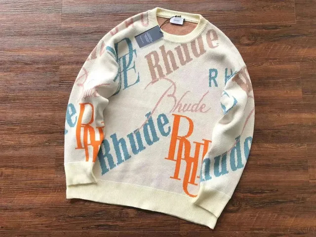 Rhude Logo Knit Sweater Multi-Logo Print
