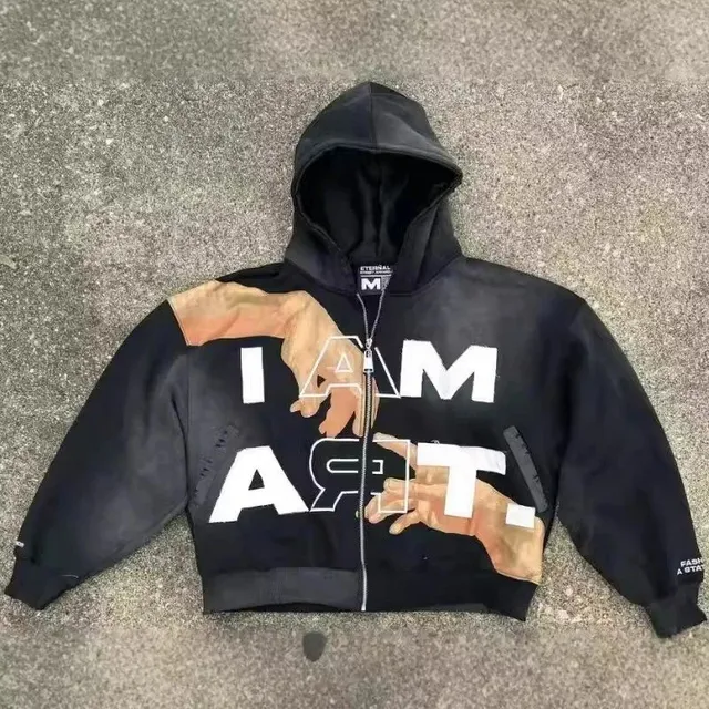 Amiri Zip-Up Hoodie I AM ART Graphic