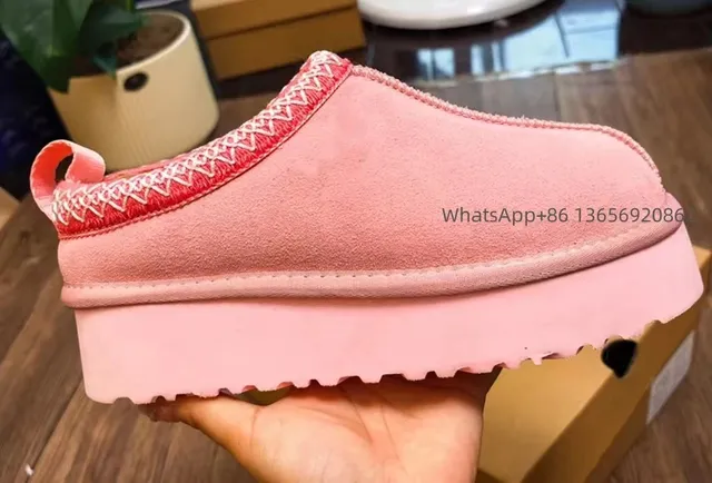 UGG Platform Slipper Pink with Red Trim