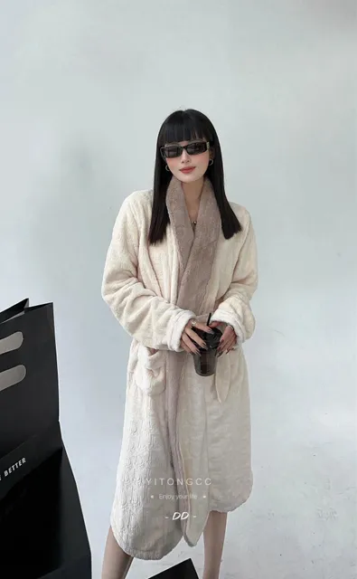 Dior Robe Coat Monogram Faux Fur