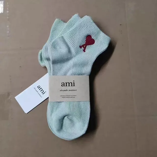 AMI Paris Logo Socks Heart Logo