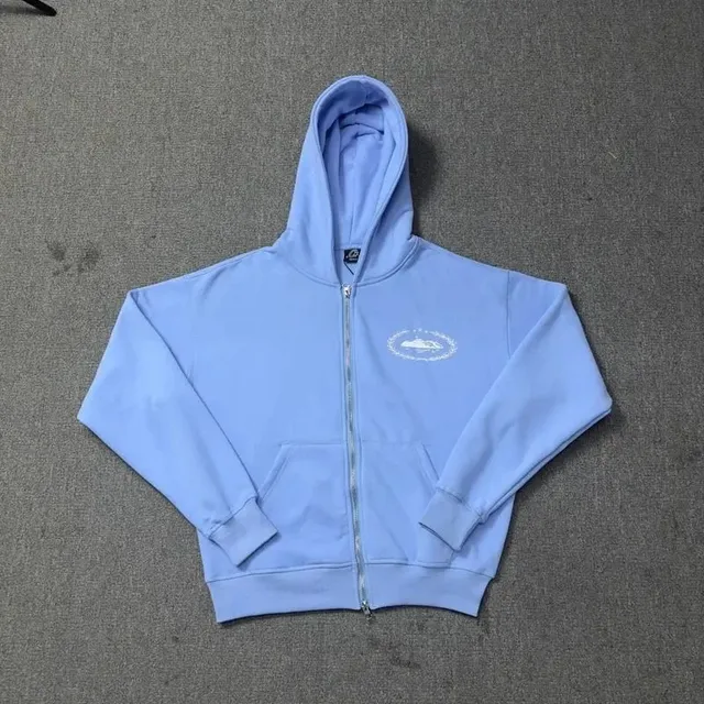 Corteiz Zip-Up Hoodie Light Blue