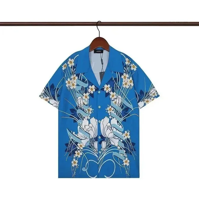 Amiri Floral Print Shirt Blue Floral