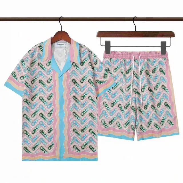 Casablanca Tennis Club Set Printed Camp Collar Shirt & Shorts