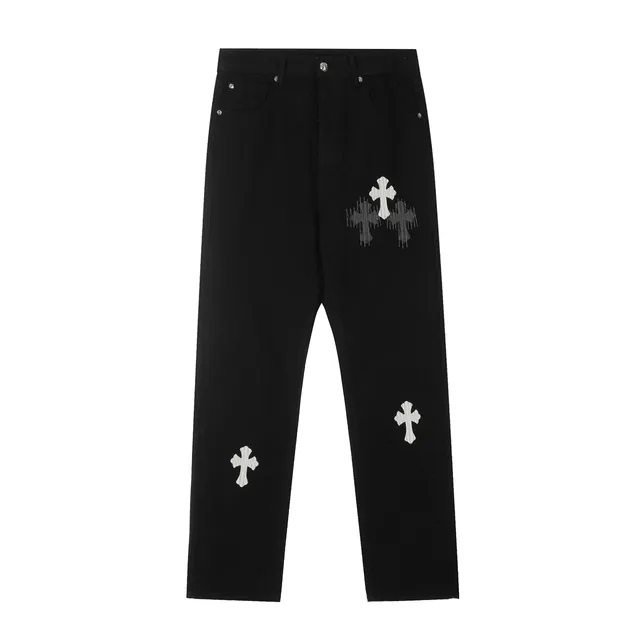 Chrome Hearts Cross Patch Jeans Triple Cross Embroidery
