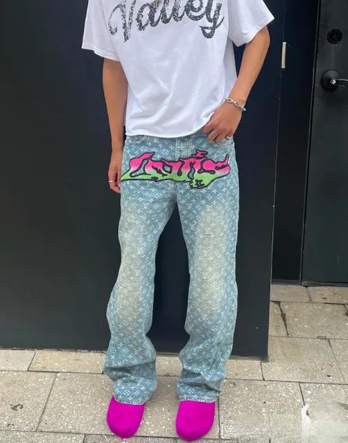 Louis Vuitton × Gallery Dept. Monogram Jeans Graffiti Print