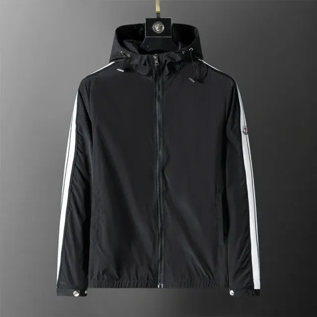 Moncler Hooded Windbreaker White Stripe