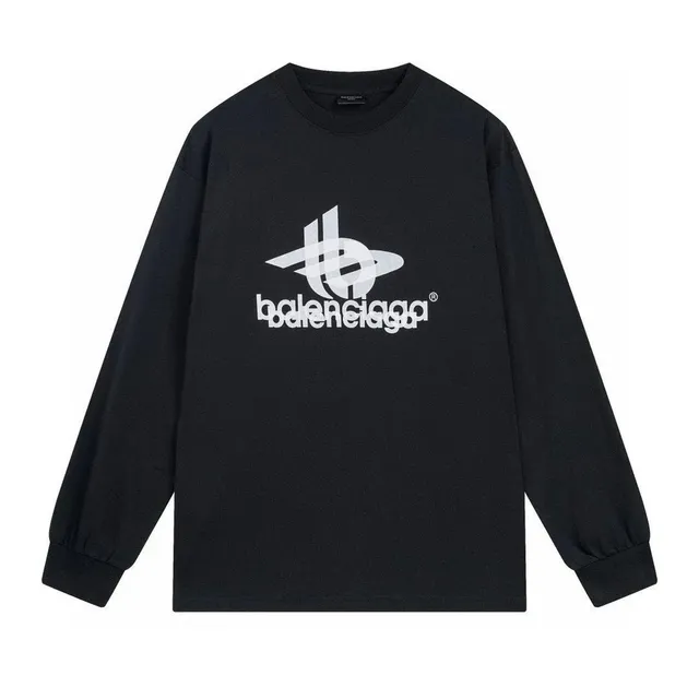 Balenciaga Long-Sleeve Tee Double Logo Print