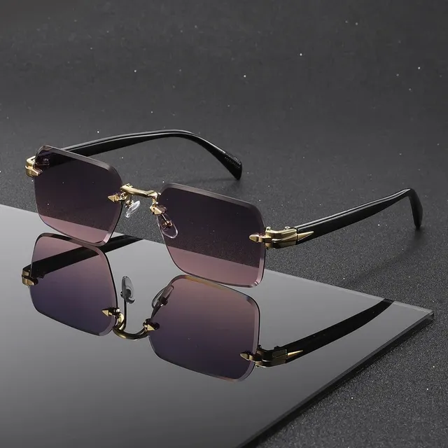 Chrome Hearts Rimless Sunglasses Gradient Lens with Gold Hardware