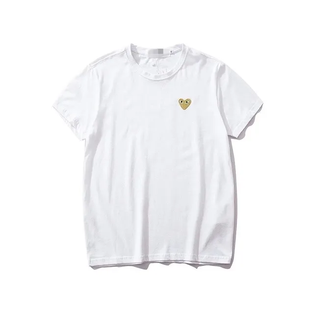 Comme des Garçons Heart Logo Tee Gold Heart Embroidery