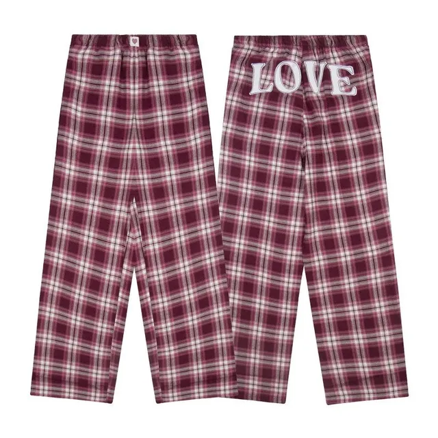 Victoria's Secret Plaid Lounge Pants Love Print