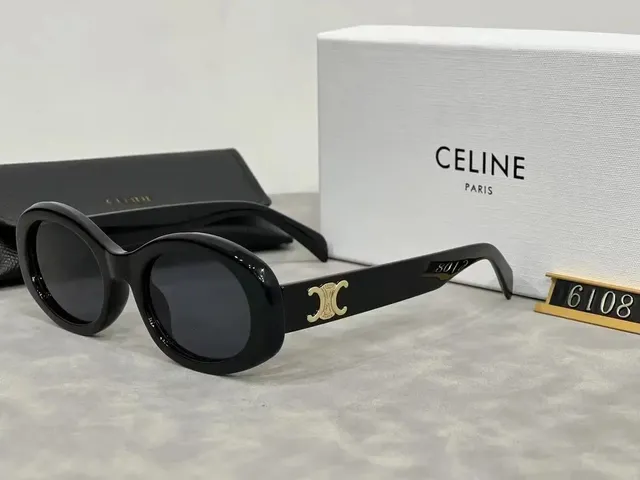 Celine Sunglasses Oval Frame with Gold Logo