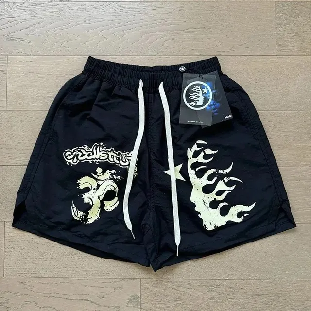 Hellstar Shorts Om Symbol Flame Print