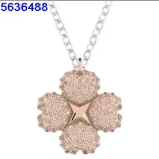 Double-sided four-leaf clover champagne gold and platinum necklace