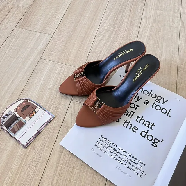 Saint Laurent Tribute Mule Ruched Leather